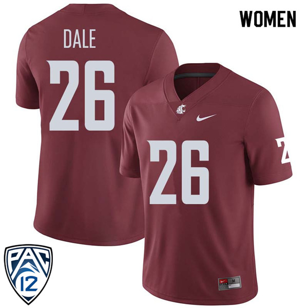 Women #26 Hunter Dale Washington State Cougars College Football Jerseys Sale-Crimson